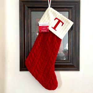 NWT ST. NICHOLAS SQUARE CABLE KNIT MONOGRAM STOCKING (HD6)